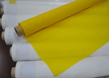 الصين انخفاض استطالة البوليستر الحرير القماش المتسرب للشاشة الطباعة، أبيض / اللون الأصفر المزود